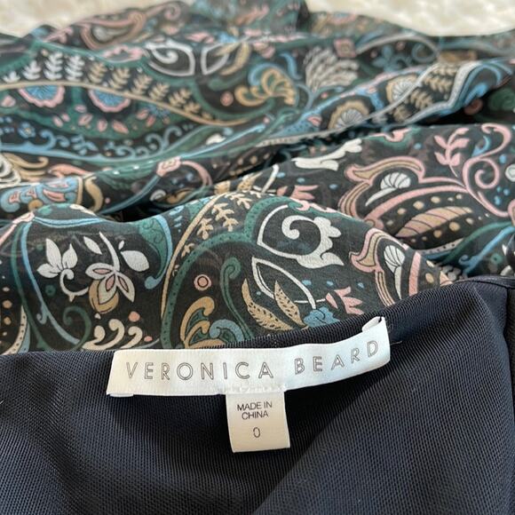 Veronica Beard Peyton Strapless Ruched Midi Dress Size 0 Paisley Print Cocktail - Picture 12 of 16